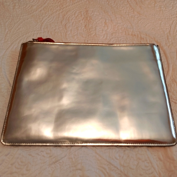 Club Monaco Silver Leather Pouch Clutch - Picture 1 of 5